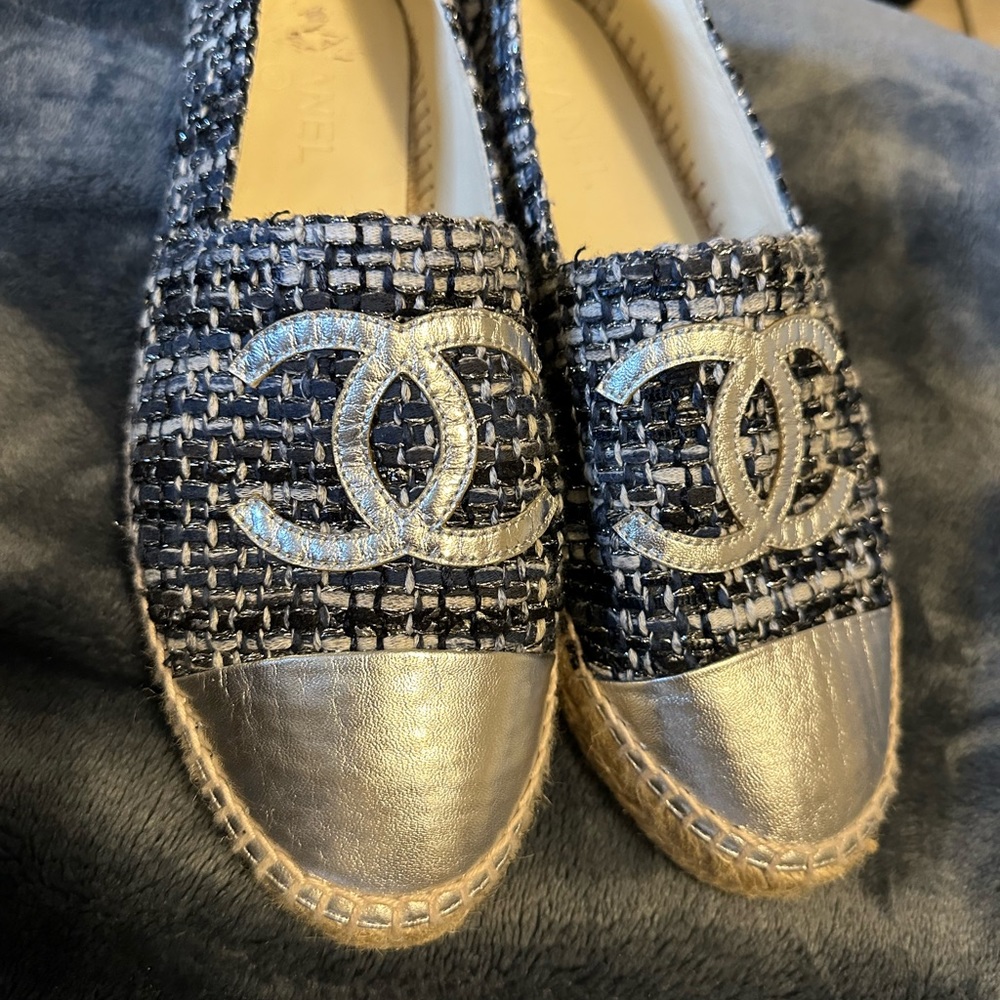 CHANEL Blue and Silver Espadrilles - Picture 3 of 8